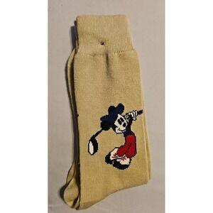 Disney Collection Golfing Pro Mickey Mouse Golf Socks Beige Mens 9 -12